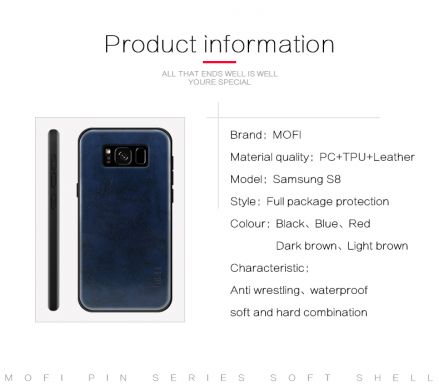 Защитный чехол MOFI Leather Cover для Samsung Galaxy S8 (G950) - Blue