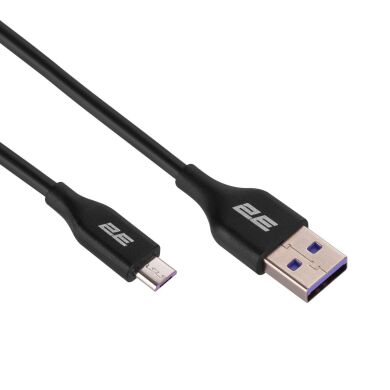 Кабель 2E Glow USB to MicroUSB (3A, 1m) - Black