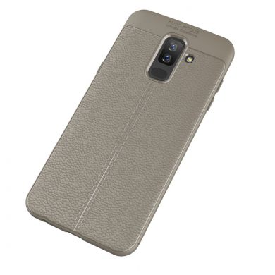 Защитный чехол Deexe Leather Cover для Samsung Galaxy A6+ 2018 (A605) - Gray