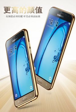 Силиконовый чехол Deexe Glossy Border для Samsung Galaxy J5 2016 (J510) - Gold