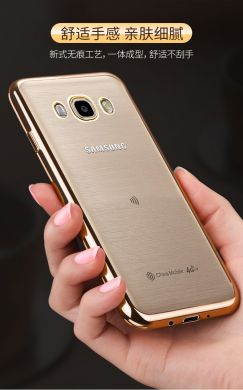 Силиконовый чехол Deexe Glossy Border для Samsung Galaxy J5 2016 (J510) - Silver