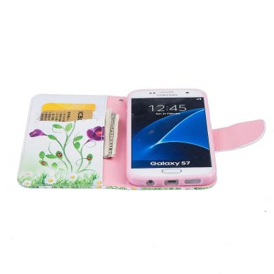 Чехол-книжка Deexe Color Wallet для Samsung Galaxy S7 (G930) - Butterfly in Flowers D