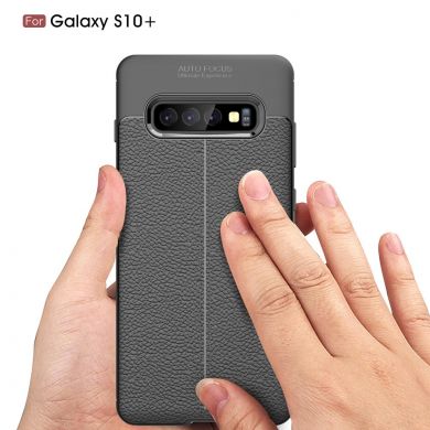 Защитный чехол Deexe Leather Cover для Samsung Galaxy S10 Plus - Grey