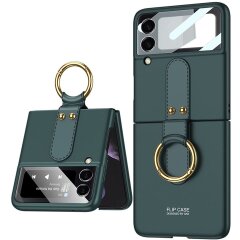 Защитный чехол GKK Ring Holder для Samsung Galaxy Flip 3 - Midnight Green