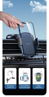 Автомобильный держатель USAMS US-ZJ063 Car Center Console Retractable Phone Holder - Black