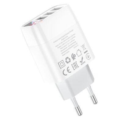 Сетевое зарядное устройство Hoco C93A (USB, 3,4A) - White