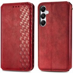 Чехол Deexe Rhombus Wallet для Samsung Galaxy A35 (A356) - Red