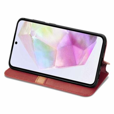 Чехол Deexe Rhombus Wallet для Samsung Galaxy A35 (A356) - Red