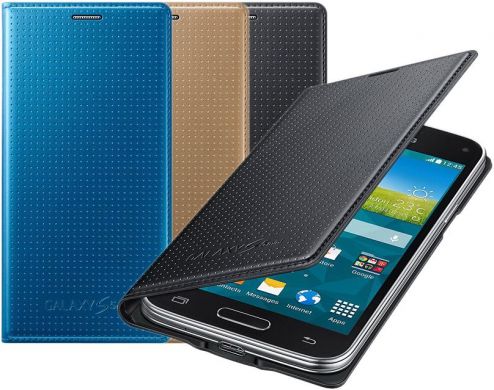 Чохол Flip Cover для Samsung Galaxy S5 mini (G800) EF-FG800BKEGRU - Gold