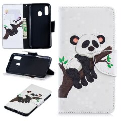 Чехол-книжка Deexe Color Wallet для Samsung Galaxy A40 (А405) - Panda Climbing Tree