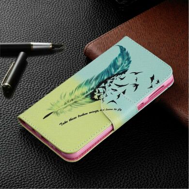 Чехол-книжка Deexe Color Wallet для Samsung Galaxy M30 (M305) / A40s (A407) - Feather Pattern