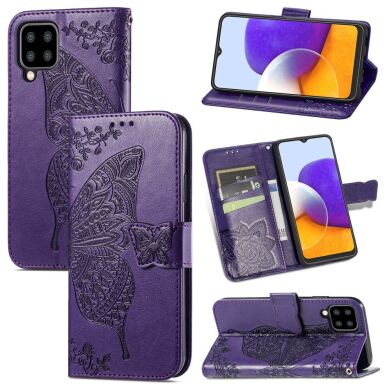 Чохол UniCase Butterfly Pattern для Samsung Galaxy A22 (A225) / M22 (M225) - Dark Purple