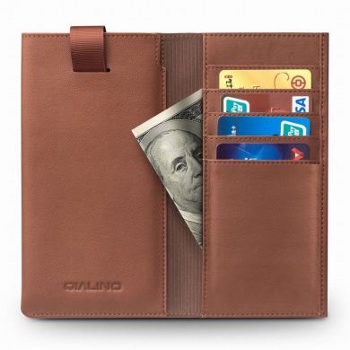 Кожаный чехол-портмоне QIALINO Classic Wallet для смартфонов - Brown