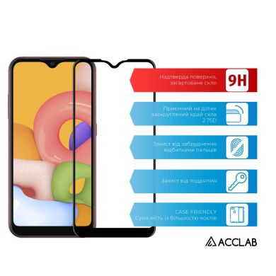 Защитное стекло ACCLAB Full Glue для Samsung Galaxy A01 (A015) - Black