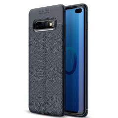 Захисний чохол Deexe Leather Cover для Samsung Galaxy S10 Plus - Dark Blue