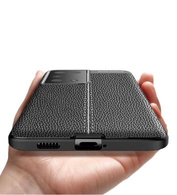 Защитный чехол Deexe Leather Cover для Samsung Galaxy S21 Ultra - Black