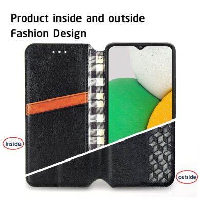 Чехол Deexe Rhombus Wallet для Samsung Galaxy A03 Core (A032) - Black
