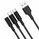 Дата-кабель Hoco X25 Soarer 3 in 1 USB to Type-C+MicroUSB+Lightning (1m) - Black. Фото 2 из 13