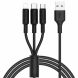 Дата-кабель Hoco X25 Soarer 3 in 1 USB to Type-C+MicroUSB+Lightning (1m) - Black. Фото 1 из 13