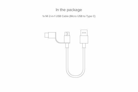 Оригинальный кабель Xiaomi 2 in 1 (microusb - Type C) 1m - White