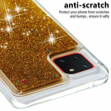 Силиконовый (TPU) чехол Deexe Liquid Glitter для Samsung Galaxy Note 10 Lite (N770) - Gold
