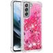 Силиконовый (TPU) чехол Deexe Liquid Glitter для Samsung Galaxy S21 FE (G990) - Pink Hearts. Фото 2 из 7