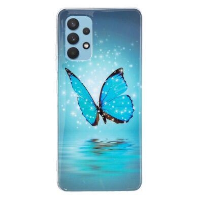 Силиконовый (TPU) чехол Deexe LumiCase для Samsung Galaxy A32 (А325) - Blue Butterfly