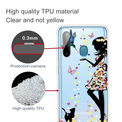 Силіконовий (TPU) чохол Deexe Pretty Glossy для Samsung Galaxy A21 (A215) - Flowered Beauty