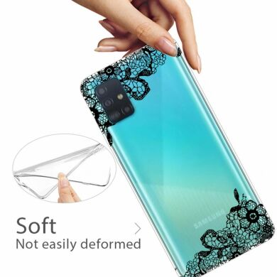 Силиконовый (TPU) чехол Deexe Pretty Glossy для Samsung Galaxy A31 (A315) - Black Flower