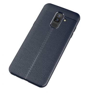 Защитный чехол Deexe Leather Cover для Samsung Galaxy A6+ 2018 (A605) - Dark Blue
