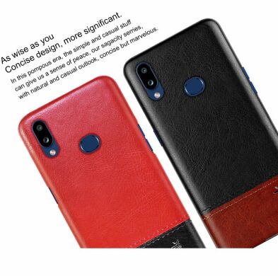 Защитный чехол IMAK Leather Series для Samsung Galaxy A10s (A107) - Red / Black