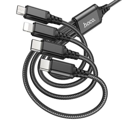 Кабель Hoco X76 4 в 1 USB to Type-C+Type-C+Lightning+MicroUSB (1m) - Black