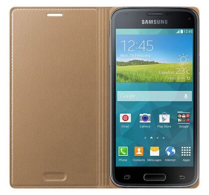 Чехол Flip Cover для Samsung Galaxy S5 mini (G800) EF-FG800BKEGRU - Gold