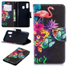Чехол-книжка Deexe Color Wallet для Samsung Galaxy A40 (А405) - Flamingo and Pineapple