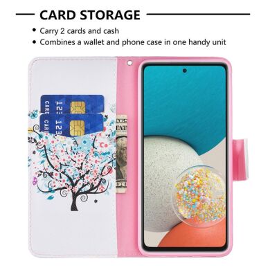 Чехол-книжка Deexe Color Wallet для Samsung Galaxy A53 (A536) - Butterfly and Flowers