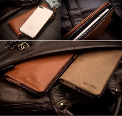 Кожаный чехол-портмоне QIALINO Clutch Bag - Brown