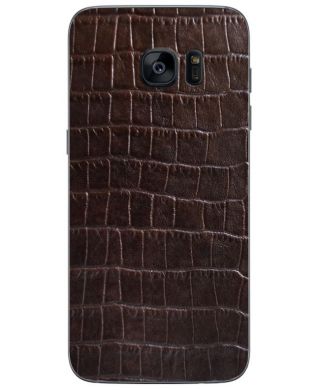 Кожаная наклейка Glueskin для Samsung Galaxy S7 edge - Dark Brown Croco