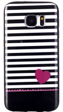 Силиконовая накладка Deexe Black Style для Samsung Galaxy S7 (G930) - White Stripes
