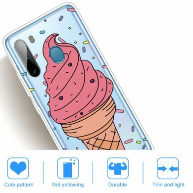 Силиконовый (TPU) чехол Deexe Pretty Glossy для Samsung Galaxy A21 (A215) - Pink Ice Cream
