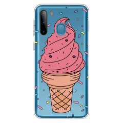 Силиконовый (TPU) чехол Deexe Pretty Glossy для Samsung Galaxy A21 (A215) - Pink Ice Cream