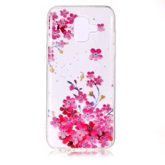 Силиконовый (TPU) чехол Deexe Pretty Glossy для Samsung Galaxy A6 2018 (A600) - Pink Flower