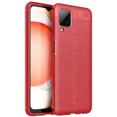 Защитный чехол Deexe Leather Cover для Samsung Galaxy A12 (A125) / A12 Nacho (A127) / M12 (M127) - Red