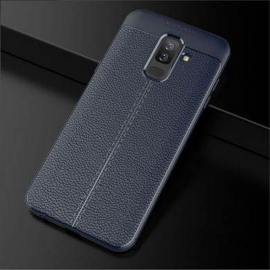 Защитный чехол Deexe Leather Cover для Samsung Galaxy J8 2018 (J810) - Dark Blue