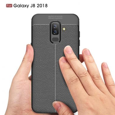 Защитный чехол Deexe Leather Cover для Samsung Galaxy J8 2018 (J810) - Grey