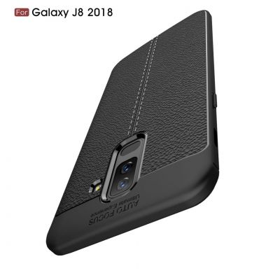 Защитный чехол Deexe Leather Cover для Samsung Galaxy J8 2018 (J810) - Black