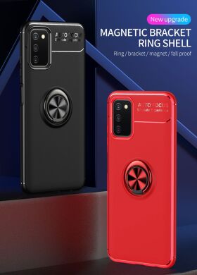 Защитный чехол UniCase Magnetic Ring для Samsung Galaxy A03s (A037) - Black / Red