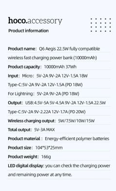 Внешний аккумулятор Hoco Q6 Aegis (22.5W) 10000mAh - Dark Gray