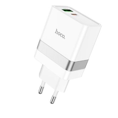 Сетевое зарядное устройство Hoco N21 PD30W + QC3.0 + кабель Type-C to Type-C - White