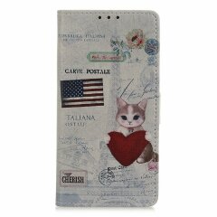 Чехол Deexe Life Style Wallet для Samsung Galaxy A10 (A105) - Cat Holding Heart and American Flag