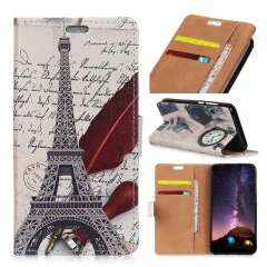 Чехол Deexe Life Style Wallet для Samsung Galaxy A7 2018 (A750) - Eiffel Tower and Quill